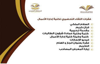 قسم الطالبات بكلية إدارة الأعمال بالخرج  ينظم  اللقاء التحضيرى للملتقى العلمي الثالث